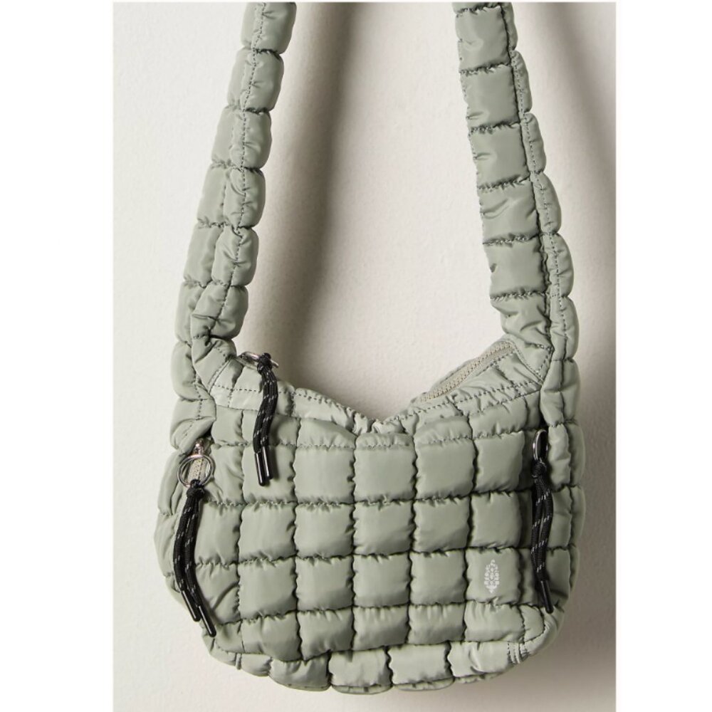 Free People Mini Carryall Sling Bag Quilted Carryall - Stone Sage - Picture 3 of 9